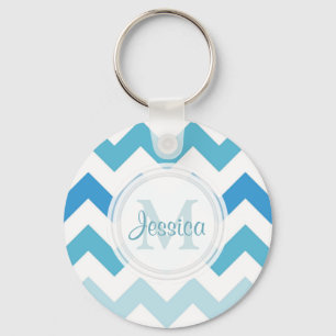 Monogram Sea Blue Zickzack Schlüsselanhänger