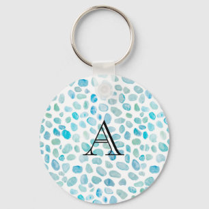 Monogram Sea Glass, personalisierter Name Schlüsselanhänger