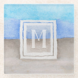 Monogram Sea & Sand Blue und Tan Glasuntersetzer