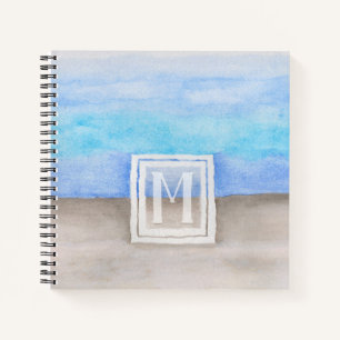 Monogram Sea & Sand Blue und Tan Notizbuch