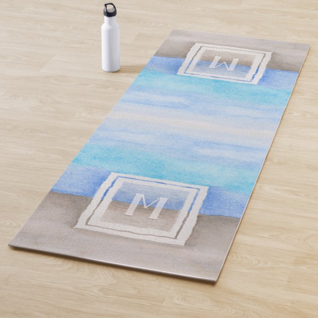 Monogram Sea & Sand Blue und Tan Yogamatte (Beispiel)
