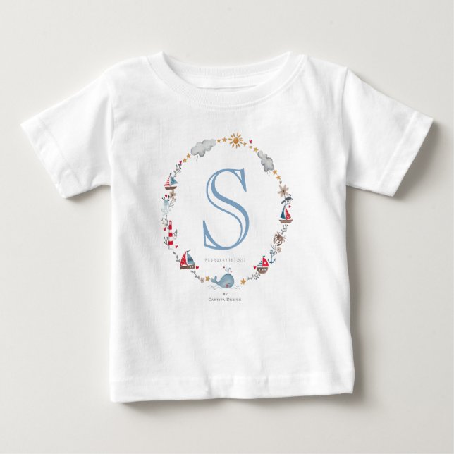 Monogram Sea Whale | Baby Jungen | T-Shirt (Vorderseite)