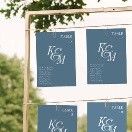 Monogram Seating Chart Card Dusty Blue Classic Einladung