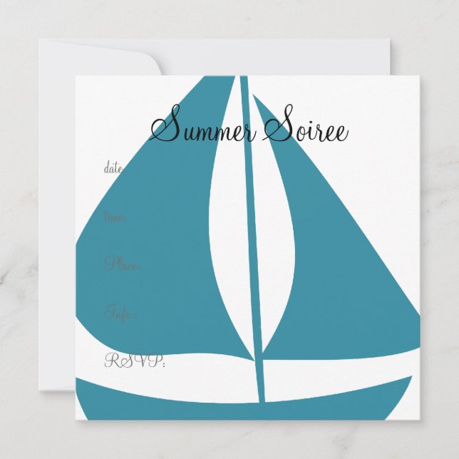 Monogram Segelboot Einladung (Vorderseite)