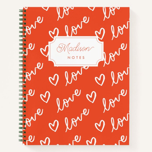 Monogram Self Liebe Red Heart Notizbuch (Vorderseite)