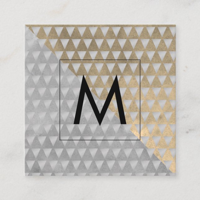 Monogram Sepia Gray Color Blocks | Geometric Tri Quadratische Visitenkarte (Vorderseite)