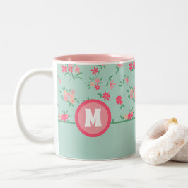 Monogram Shades Pink Dainty Blume Zweifarbige Tasse