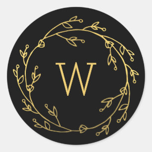 Monogram Shiny Wreath-Aufkleber Runder Aufkleber