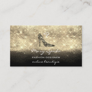 Monogram Shoes Gold Glitzer Heels Logo QR Black Visitenkarte