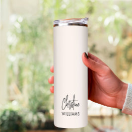 Monogram-Signatur Handgeschriebenes Script Rosa Thermosbecher