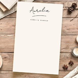Monogram Signature Neutral Simple Personalisiert Briefpapier