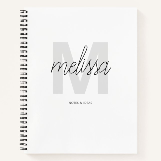 Monogram Signature Script Name Minimalistisch Chic Notizbuch (Vorderseite)