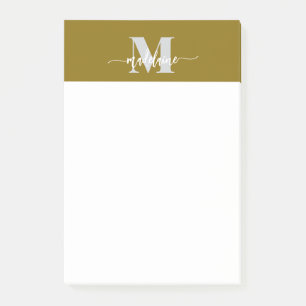 Monogram Silber White Gold Color Personal Post-it Klebezettel