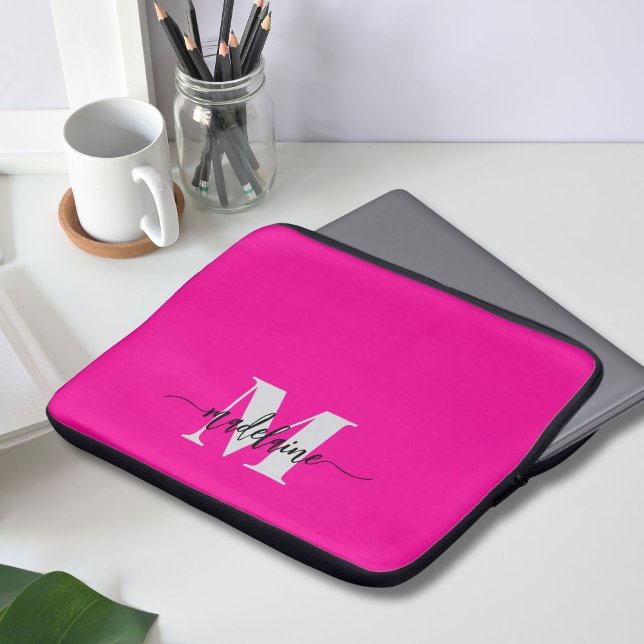 Monogram Silver Black Pink Personal Laptopschutzhülle (Von Creator hochgeladen)