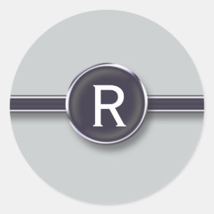 Monogram Silver Foil Schreibmaschine Letter Runder Aufkleber