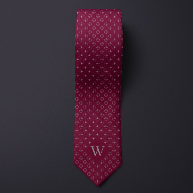 Monogram Silver Geometric Muster Krawatte (Von Creator hochgeladen)