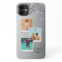 Monogram Silver Glitzer Foto Template iPhone 11