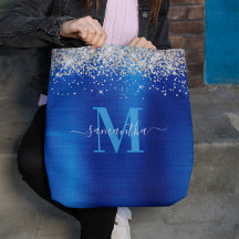 Monogram Silver Glitzer Royal Blue Foil