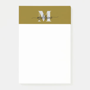Monogram Silver Gold Color Personal Post-it Klebezettel