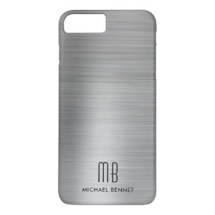 Monogram Silver Gray Brushed Metal Case-Mate iPhone Hülle