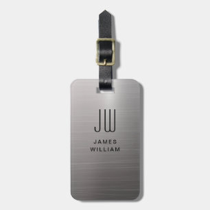 Monogram Silver Grey Brushed Metallic Pass Gepäckanhänger