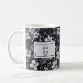Monogram Silver Letter Floral Aquarell Kaffeetasse