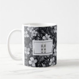 Monogram Silver Letter Floral Aquarell Kaffeetasse