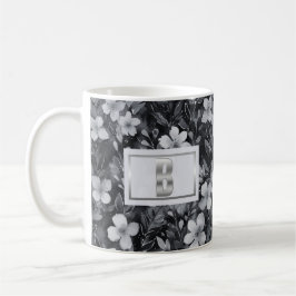 Monogram Silver Letter Floral Aquarell Kaffeetasse