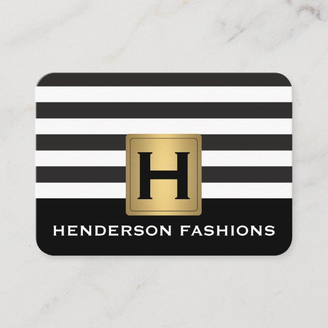 Monogram, Silver Metallic / Streifen / Graues Must Visitenkarte (Vorderseite)