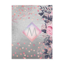 Monogram Silver Navy Rosegold Girly Newlyweds Gesc