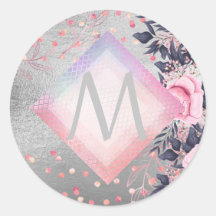 Monogram Silver Navy Rosegold Girly Newlyweds Gesc