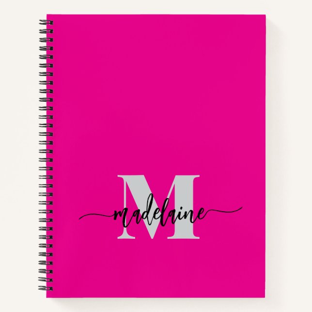Monogram Silver Pink Black Personal Notizbuch (Vorderseite)