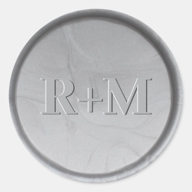 Monogram Silver Wax Siegel Sticker (Vorderseite)