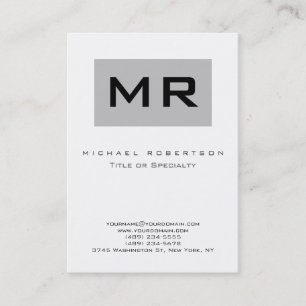 Monogram Silver White Chubby Business Card Visitenkarte