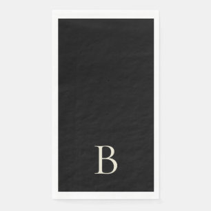 Monogram Simple Black Paper Napkin Serviette