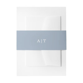 Monogram Simple Dusty Blue Wedding Einladungsbanderole