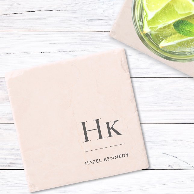 Monogram Simple Eleganine Feminine Blush Pink Steinuntersetzer (Von Creator hochgeladen)