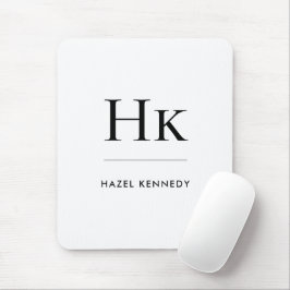 Monogram Simple Elegant Classic White Mit Monogram Mousepad