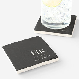 Monogram Simple Elegant Feminine Black White Steinuntersetzer