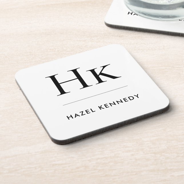 Monogram Simple Elegant Minimaler Mit Monogramm Na Getränkeuntersetzer (Linke Seite)