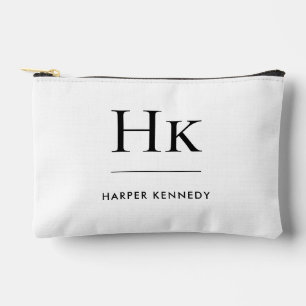 Monogram Simple Elegant Mit Monogramm White Bridal Zubehörtasche