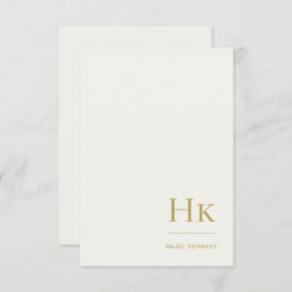Monogram Simple Elegant Monogrammed Ivory and Gold Mitteilungskarte