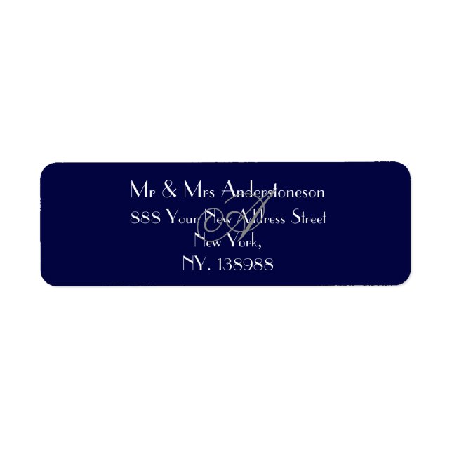 Monogram Simple Elegant Navy Blue Rücksendeadresse (Vorne)