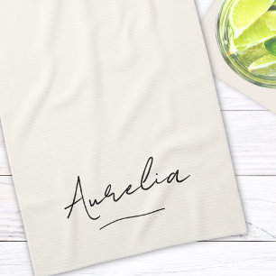 Monogram Simple Elegant Script Minimal Feminine Geschirrtuch