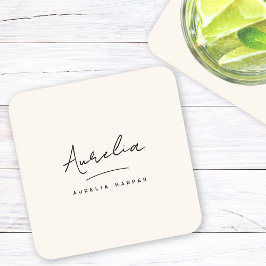 Monogram Simple Elegant Script Minimal Feminine Getränkeuntersetzer