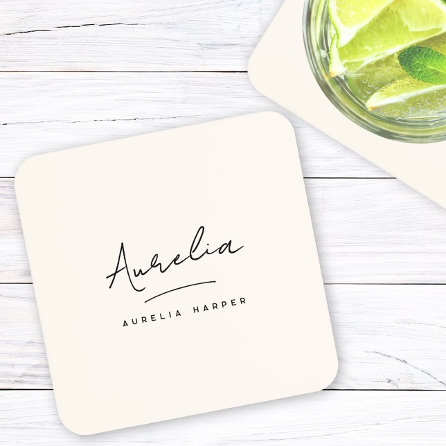 Monogram Simple Elegant Script Minimal Feminine Getränkeuntersetzer (Von Creator hochgeladen)