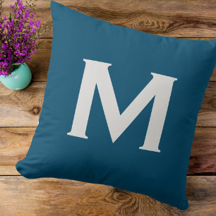 Monogram Simple Elegante Modern Blue Kissen