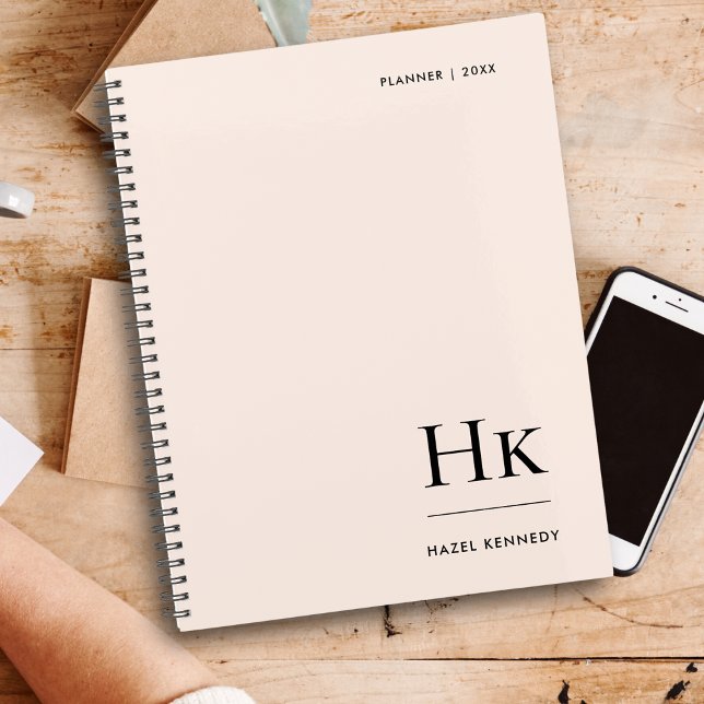Monogram Simple Eleganush Blush Pink Personalisier Planer (Von Creator hochgeladen)