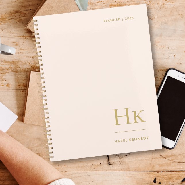 Monogram Simple Eleganush Gold Personalisiert Planer (Von Creator hochgeladen)