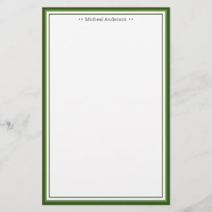 Monogram Simple Green Border Classic Personalisier Briefpapier